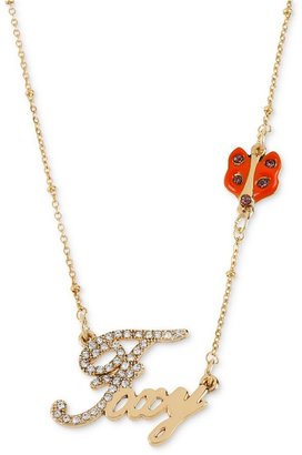 Betsey Johnson Antique Gold-Tone Crystal Foxy Pendant Necklace