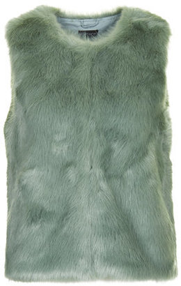 Topshop Womens Boxy Faux Fur Gilet - Jade