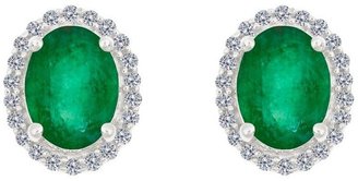 Premier 8x6mm Oval Emerald & Diamond Stud Earrings, 14K