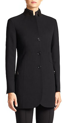 Akris Architecture Collection Parker Leather-Collar Jacket