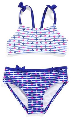 Hula Star 'Stripes Away' Two-Piece Swimsuit (Toddler Girls & Little Girls)