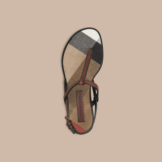 Burberry Canvas Check and Leather Sandals
