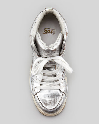 Ash Freak Metallic Studded Sneaker, Silver