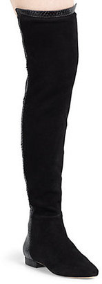 Alexandre Birman Python & Suede Over-The-Knee Boots