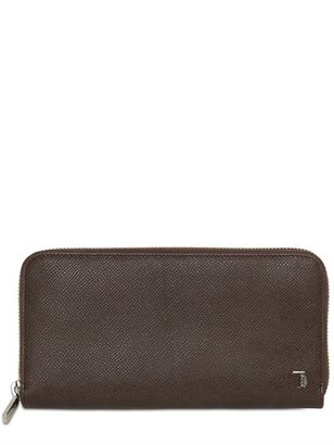 Tod's Embossed Leather Zip Around Wallet