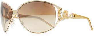 Roberto Cavalli Bellatrix Round Jeweled Snake-Temple Sunglasses, Rose/Brown