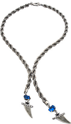 Janis Savitt Janis by Silver Rope and Capri Blue Crystal Lariat Necklace
