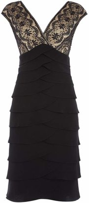 Eliza J Tiered jersey dress with embroidered bodice