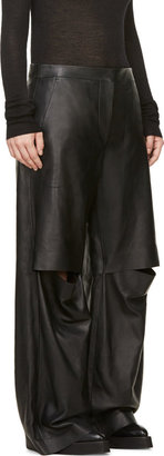 Yang Li Black Leather Cut-Out Wide Leg Trousers