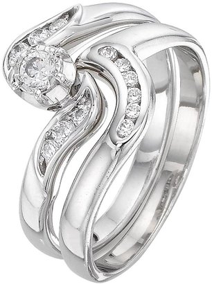 Love DIAMOND 9 Carat White Gold 25 Point Illusion Set Solitiare Diamond Bridal Set With Diamond-Set Shoulders