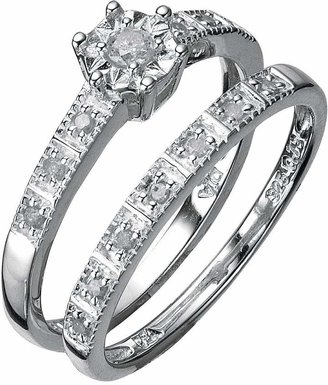 Love DIAMOND Sterling Silver 13 Point Diamond Bridal Set