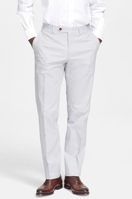 Canali Flat Front Cotton Blend Trousers
