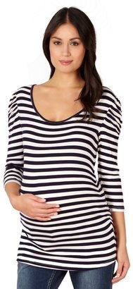 Red Herring Maternity Navy striped gathered sleeve maternity top
