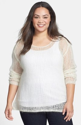 Eileen Fisher Hand Knit Mohair Blend Scoop Neck Sweater (Plus Size)