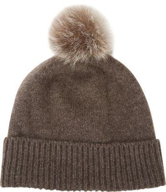 Barneys New York Fur Pompom Cashmere Knit Hat