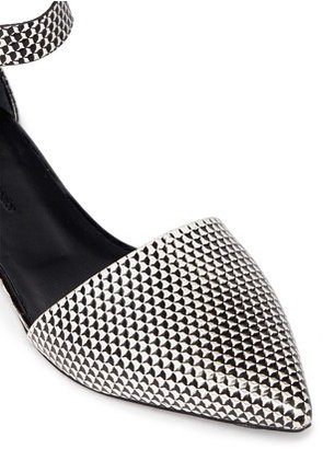 Nobrand Ankle strap geometic leather flats