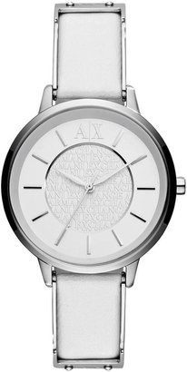 Armani Exchange Ladies Olivia White Leather Bracelet Watch