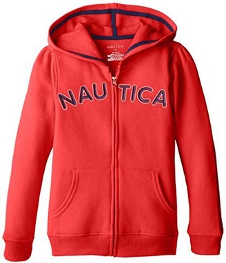 Nautica Big Girls' Key Front-Zip Fleece Hooded Jacket