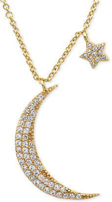 Crislu 18k Gold Vermeil Over Sterling Silver Cubic Zirconia (1/2 ct. t.w.) Moon Star Pendant Necklace
