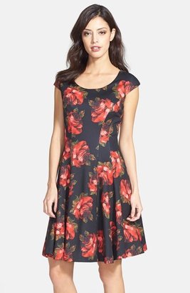 Betsey Johnson Floral Print Scuba Fit & Flare Dress
