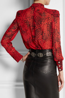 Balmain Pierre Animal-print silk-georgette blouse