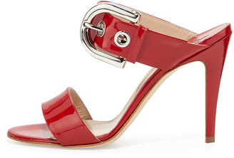 Manolo Blahnik Bila Double-Band Patent Sandal, Red