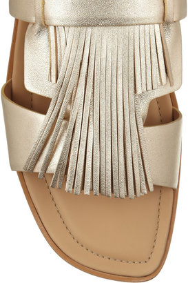 Tod's Fringed metallic leather sandals