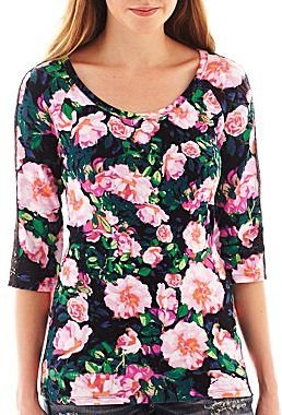 JCPenney Decree -Sleeve Lace Print Top