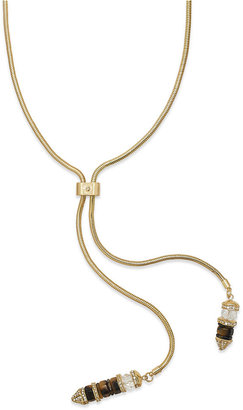 INC International Concepts Gold-Tone Beaded Lariat Slider Necklace