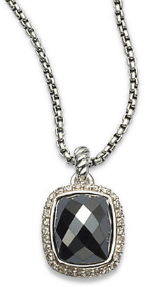 David Yurman Diamond & Hematite Pendant Necklace