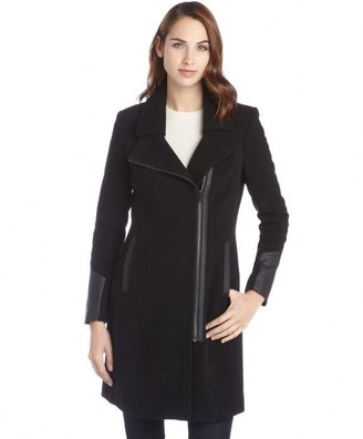 Marc New York 1609 Marc New York black wool blend faux leather trimmed 'Patrice' coat