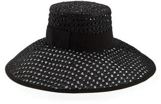 Kate Spade Crochet Wide-Brim Sun Hat, Black