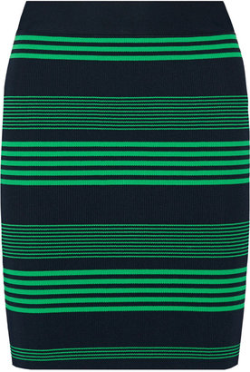 Halston Striped stretch-jersey skirt