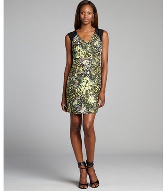 Marc New York 1609 Marc New York green and black leopard and floral printed sleeveless 'English Garden' dress