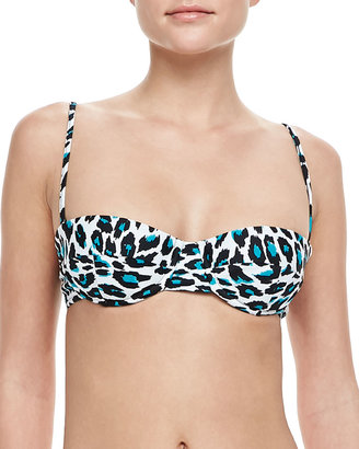 Milly Maxime Printed Underwire Swim Top, Aqua