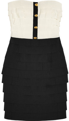 Moschino Tiered cotton-blend faille mini dress