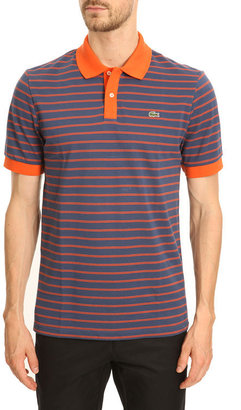 Lacoste Striped Polo with Contrasting Blue and Orange