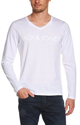Jack and Jones Men's Plain or unicolor V-Neck Long sleeve T-Shirt