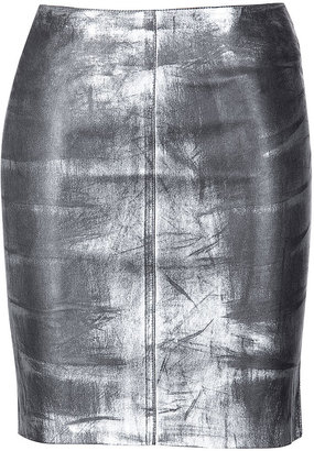 Jitrois Metallic Used Look Leather Skirt