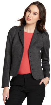 RED Valentino grey wool-blend crop long sleeve blazer