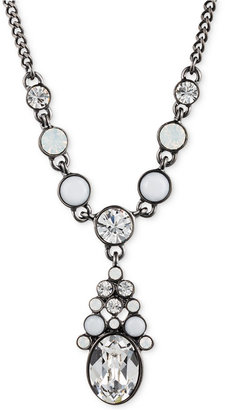 Givenchy Hematite-Tone Crystal Opal Y Necklace