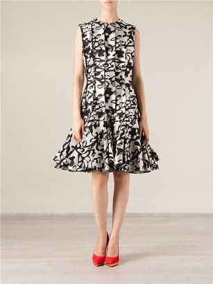 Lanvin Abstract Print Peplum Dress