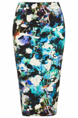 Topshop Bleach out floral tube skirt with an elasticated waist. 96% viscose, 4% elastane. machine washable.