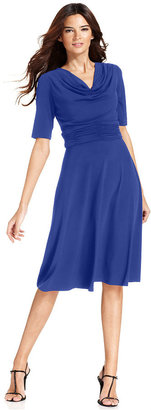 Jessica Howard Short-Sleeve Cowl-Neck Dress