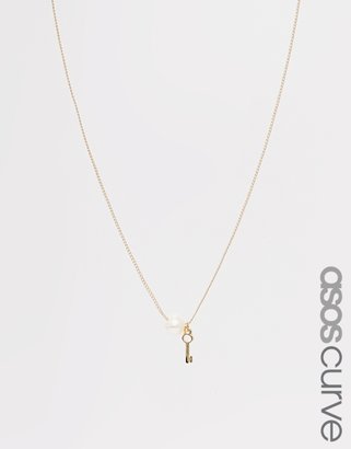 ASOS CURVE Key & Faux Pearl Necklace