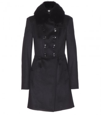 Burberry Sandbeck wool and cashmere-blend coat with detachable fox fur collar