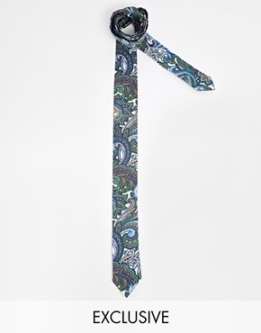 Reclaimed Vintage Paisley Tie - Blue