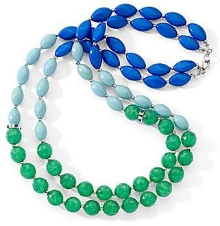 JCPenney Blue & Green 2 Row Beaded Necklace