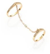 Jacquie Aiche Diamond & 14K Yellow Gold Peaked Chain Ring