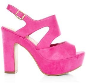 New Look Wide Fit Neon Pink Chunky Platform Peep Toe Heels